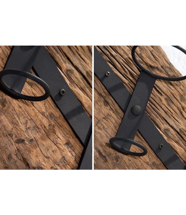 Invicta Interior Massief wandwijnrek BARRACUDA 100cm flessenhouder van natuurlijk teakhout - 37138