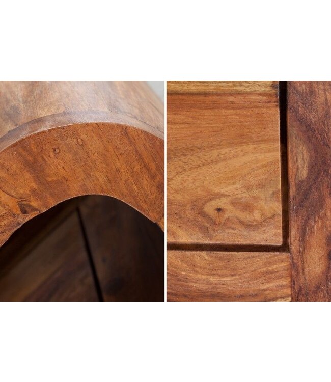 Invicta Interior Massieve salontafel GEBOGEN 100cm Sheeshamhout TV-lowboard met steenafwerking - 37204