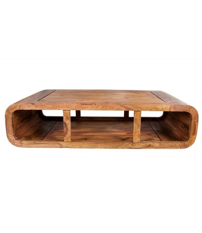 Invicta Interior Massieve salontafel GEBOGEN 100cm Sheeshamhout TV-lowboard met steenafwerking - 37204