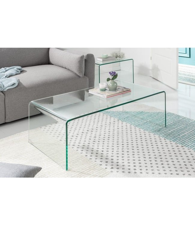 Invicta Interior Hoogwaardige set van 2 glazen salontafels FANTOME 100cm transparant - 37255