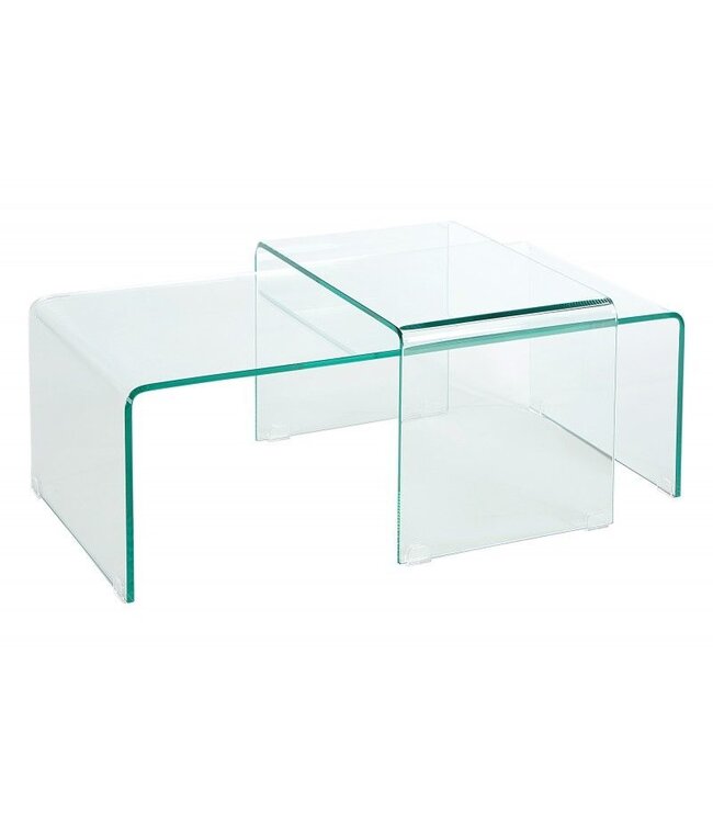 Invicta Interior Hoogwaardige set van 2 glazen salontafels FANTOME 100cm transparant - 37255