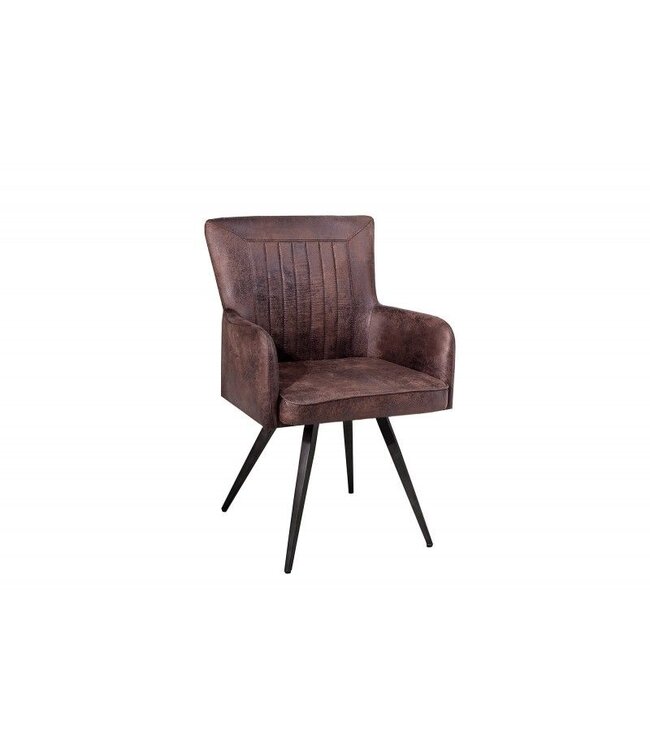 Invicta Interior Retro design stoel ROADSTER antiek bruin met armleuningen - 37317