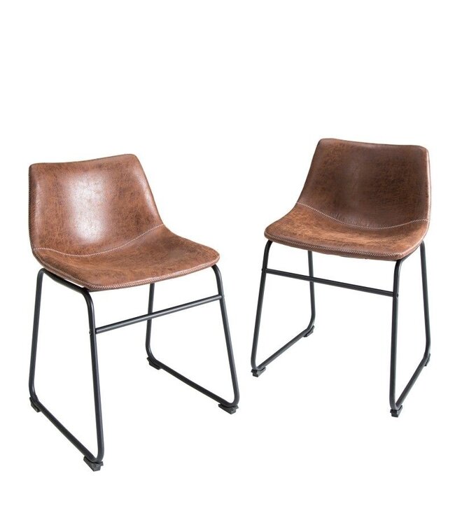 Invicta Interior Industrieel design stoel DJANGO vintage bruin met ijzeren frame - 37347