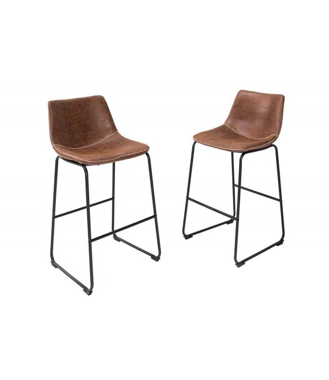 Invicta Interior Design barstoel DJANGO vintage bruin met ijzeren frame - 37348