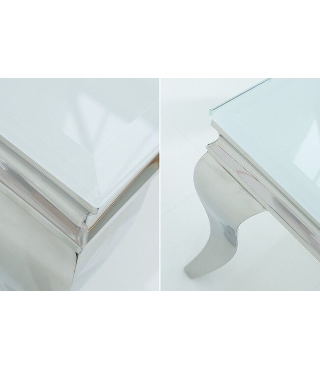 Invicta Interior Elegante salontafel MODERN BAROK 100cm zilver met wit opaalglas - 37353
