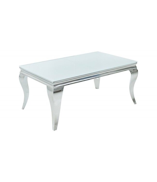 Invicta Interior Elegante salontafel MODERN BAROK 100cm zilver met wit opaalglas - 37353