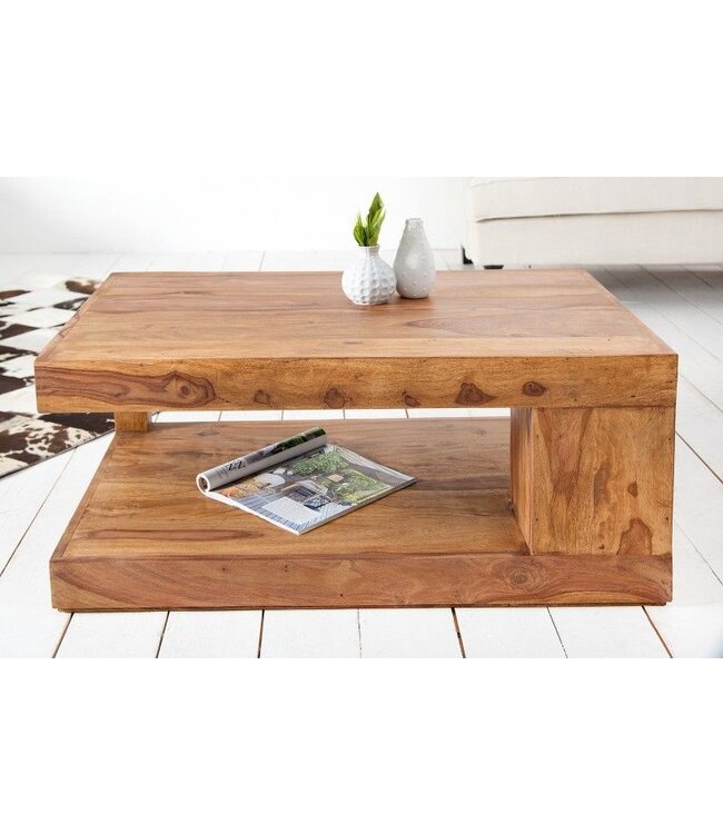 Invicta Interior Massieve salontafel van kostbaar hout GIANT L 90 cm Sheesham Stone Finish - 37438