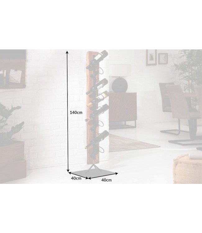 Invicta Interior Massief wijnrek BARRACUDA 140cm teakhouten rustieke flessenhouder - 37630