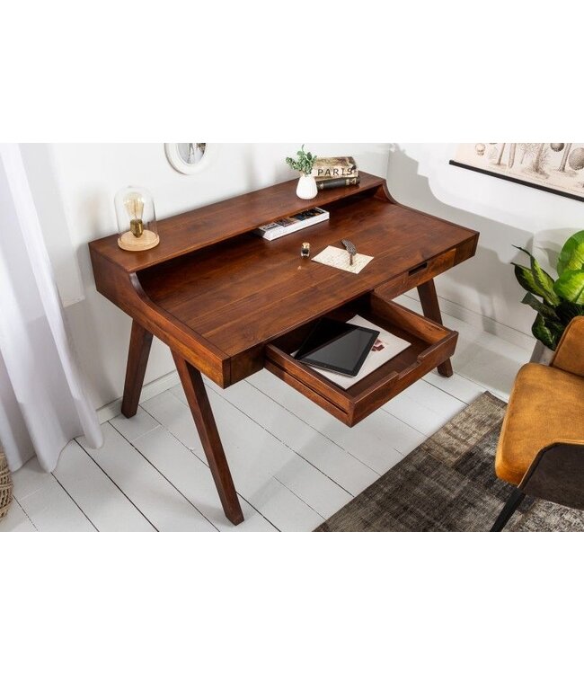 Invicta Interior Massief secretaire bureau MONSOON 120 cm acacia bureau met opvallende afwerking - 37837