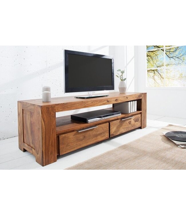 Invicta Interior Massief tv-meubel MAKASSAR 130cm Sheesham lowboard twee laden - 37892