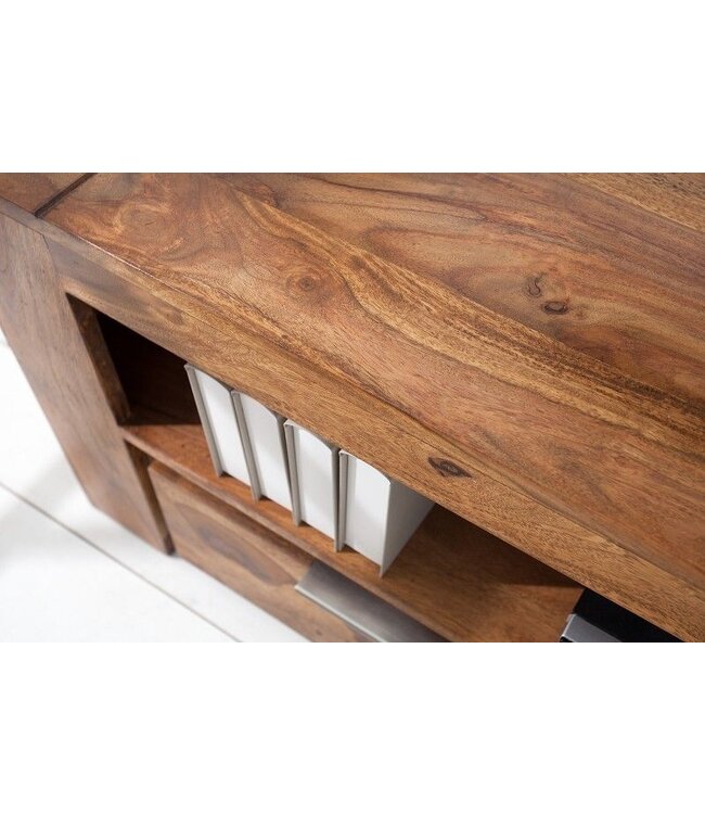 Invicta Interior Massief tv-meubel MAKASSAR 130cm Sheesham lowboard twee laden - 37892