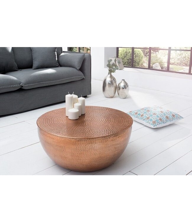 Invicta Interior Ronde salontafel ORIENT II 60cm koper metaal aluminium gehamerd ontwerp handgemaakt - 37912