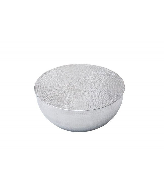 Invicta Interior Ronde salontafel ORIENT II 60cm zilver metaal aluminium gehamerd ontwerp handgemaakt - 37913