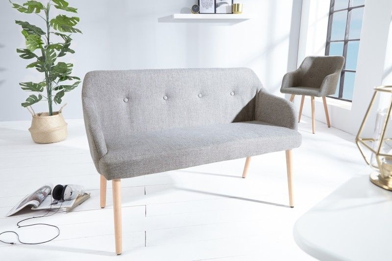 Design bank SCANDINAVIA MEESTERSTUK 116cm lichtgrijs beukenhout met armleuning - 37925
