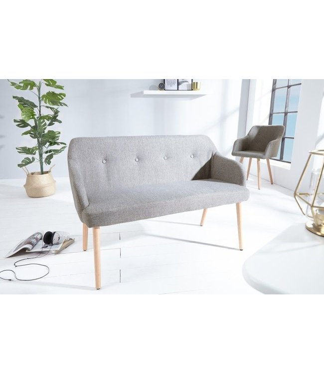 Invicta Interior Design bank SCANDINAVIA MEESTERSTUK 116cm lichtgrijs beukenhout met armleuning - 37925