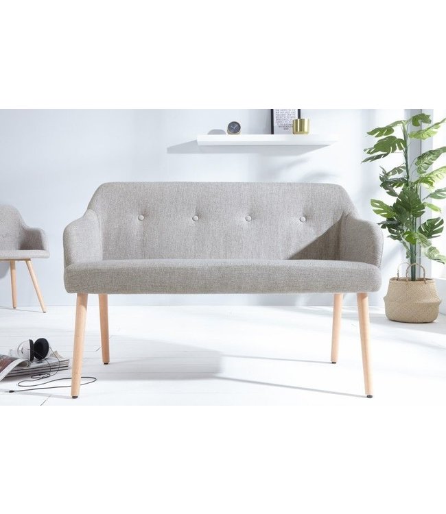 Invicta Interior Design bank SCANDINAVIA MEESTERSTUK 116cm lichtgrijs beukenhout met armleuning - 37925