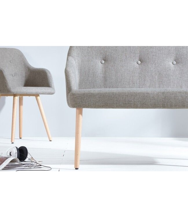 Invicta Interior Design bank SCANDINAVIA MEESTERSTUK 116cm lichtgrijs beukenhout met armleuning - 37925