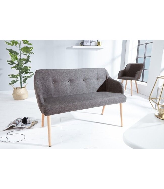 Invicta Interior Design bank SCANDINAVIA MEESTERSTUK 116cm grijs beukenhout met armleuning - 37926