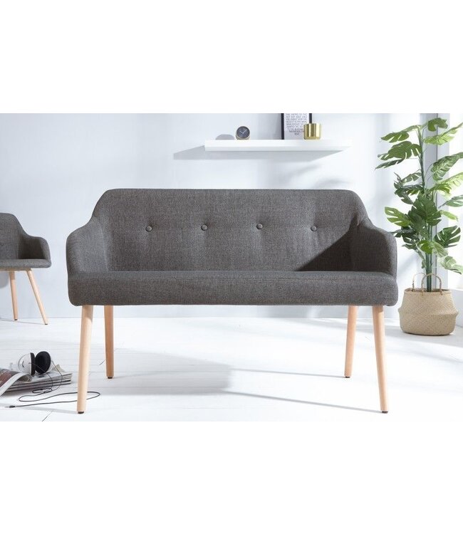 Invicta Interior Design bank SCANDINAVIA MEESTERSTUK 116cm grijs beukenhout met armleuning - 37926