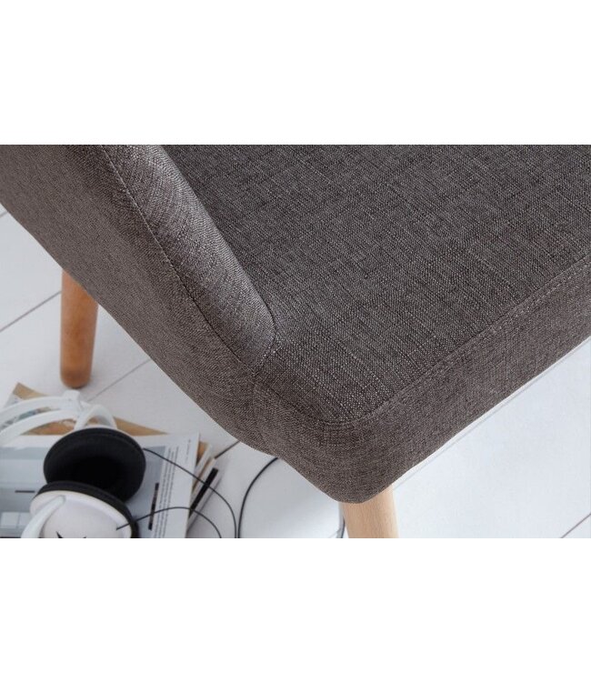 Invicta Interior Design bank SCANDINAVIA MEESTERSTUK 116cm grijs beukenhout met armleuning - 37926