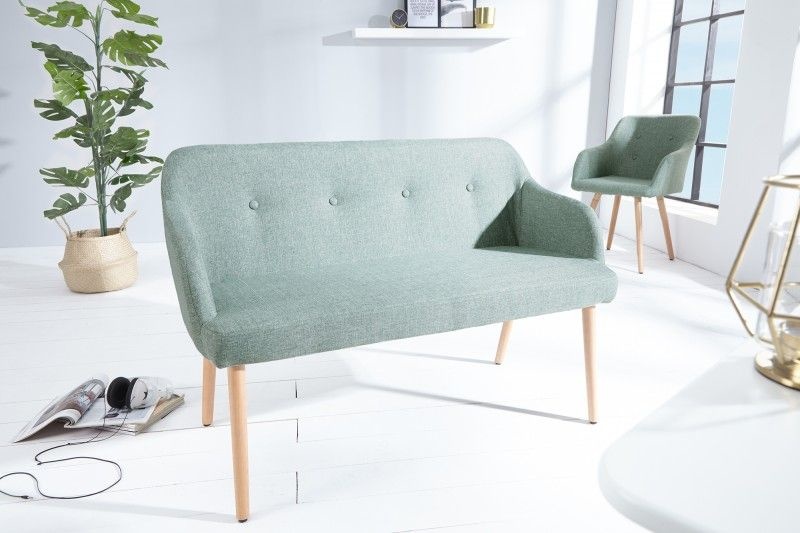 Design bank SCANDINAVIA MEESTERSTUK 116cm groen beukenhout met armleuning - 37928