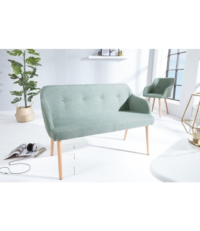 Invicta Interior Design bank SCANDINAVIA MEESTERSTUK 116cm groen beukenhout met armleuning - 37928