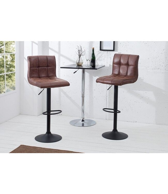 Invicta Interior In hoogte verstelbare barkruk MODENA vintage bruine barstoel met voetsteun - 37937