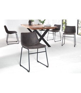 Invicta Interior Industriële design stoel DJANGO vintage grijs met ijzeren frame - 38109
