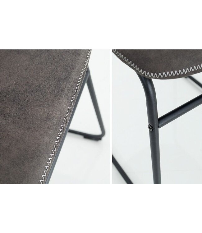 Invicta Interior industrieele design stoel DJANGO vintage grijs met ijzeren frame - 38109