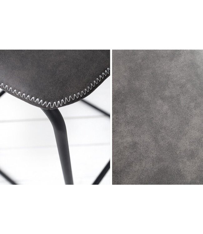 Invicta Interior Industrieel design barstoel DJANGO vintage grijs met ijzeren frame - 38110