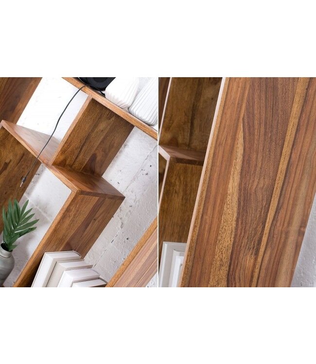 Invicta Interior Massieve boekenkast CUBUS Sheesham 180cm unieke korrel - 38118