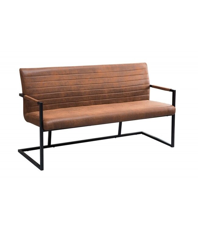 Invicta Interior industrieele sledebank LOFT 160cm vintage bruin met armleuning - 38198