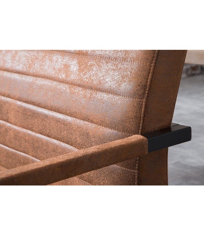 Invicta Interior industrieele sledebank LOFT 160cm vintage bruin met armleuning - 38198