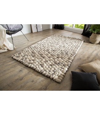 Invicta Interior Handgeweven scheerwollen tapijt ORGANIC LIVING 200x120cm grijs vilt steenlook - 38254