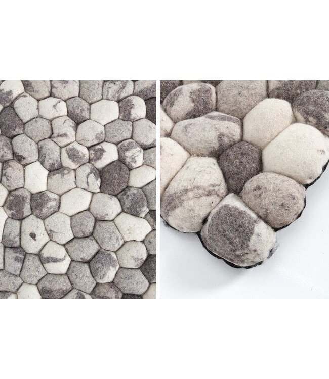 Invicta Interior Handgeweven scheerwollen tapijt ORGANIC LIVING 200x120cm grijs vilt steenlook - 38254