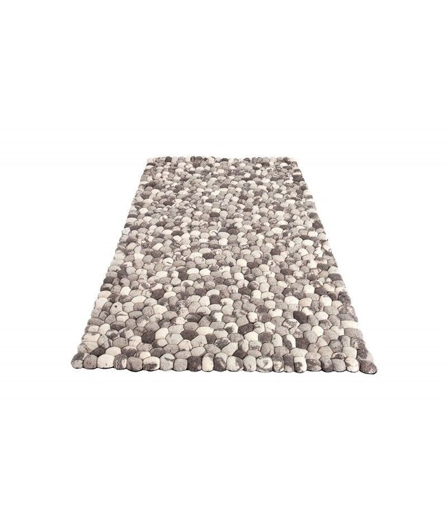 Invicta Interior Handgeweven scheerwollen tapijt ORGANIC LIVING 200x120cm grijs vilt steenlook - 38254