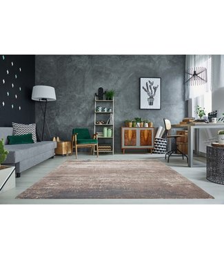 Invicta Interior Vintage katoenen tapijt MODERN ART 240x160cm beige grijze used look - 38268