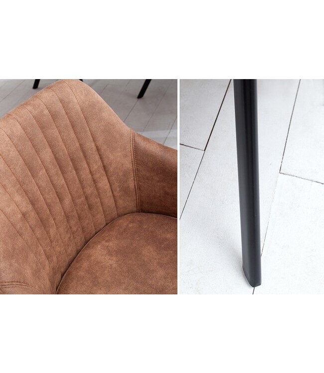 Invicta Interior Retro design stoel LUCCA vintage bruin met quilten industrieele stijl - 38308