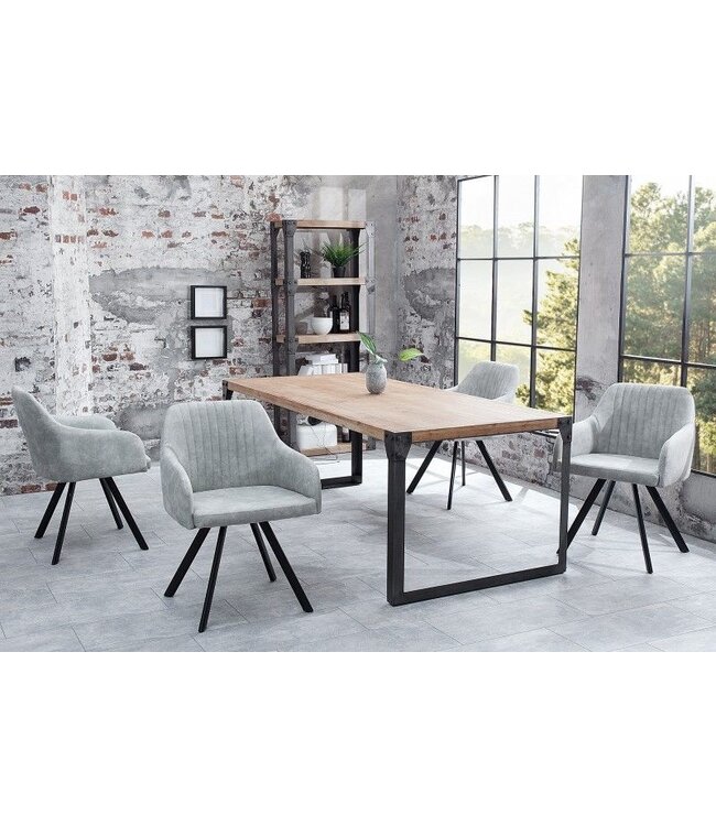 Invicta Interior Retro design stoel LUCCA steengrijs met quilten industrieele stijl - 38310