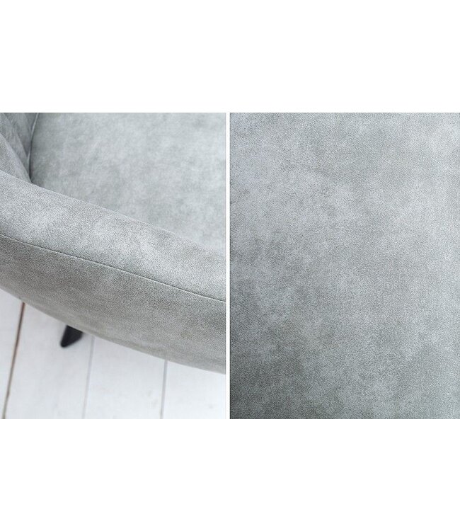 Invicta Interior Retro design stoel LUCCA steengrijs met quilten industrieele stijl - 38310