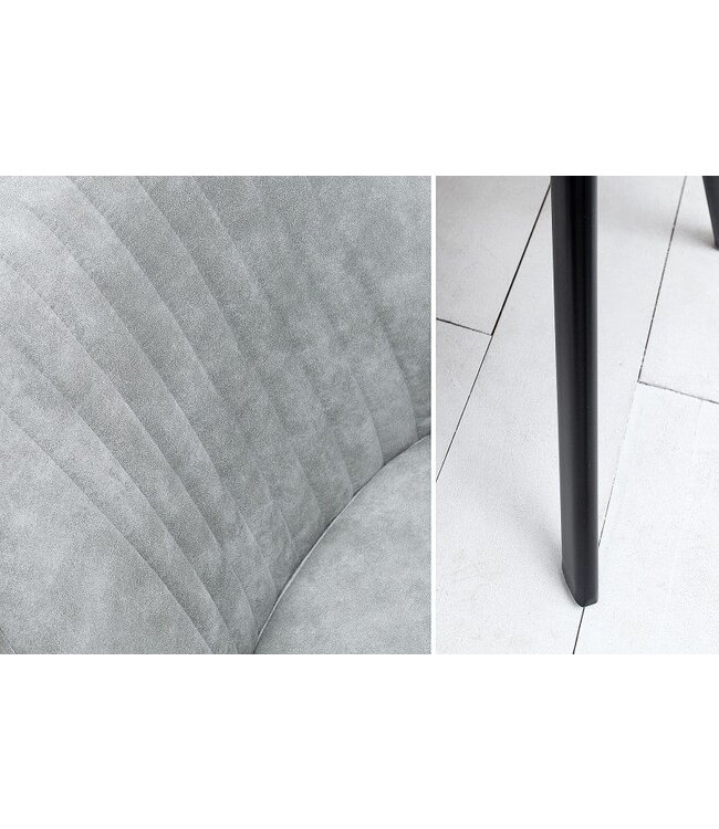 Invicta Interior Retro design stoel LUCCA steengrijs met quilten industrieele stijl - 38310