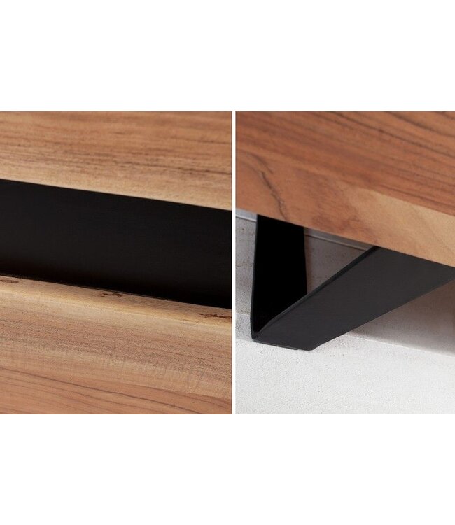 Invicta Interior Massief dressoir AMAZONAS 140cm acacia metalen vitrinekast boomrand - 38330