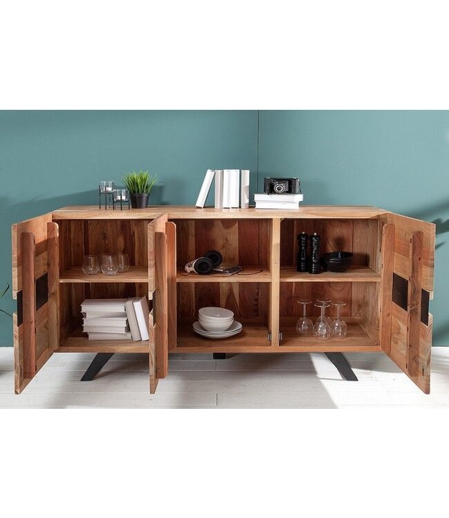 Invicta Interior Massief dressoir AMAZONAS 150 cm acacia metalen boomrand - 38331
