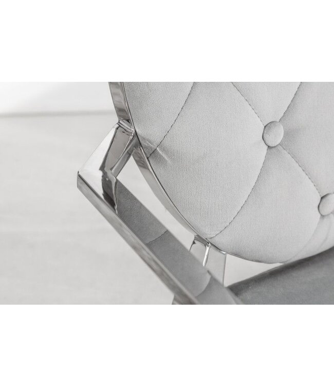 Invicta Interior Elegante stoel MODERN BAROK edelgrijs fluweel met armleuningen en decoratieve knopen - 38343