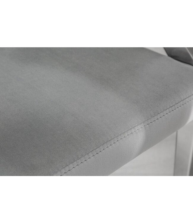 Invicta Interior Elegante stoel MODERN BAROK edelgrijs fluweel met armleuningen en decoratieve knopen - 38343
