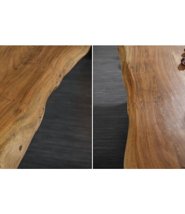 Invicta Interior Massief houten eettafel MAMMUT NATURE 200cm acacia X-frame zwarte boomrand 6cm tafelblad - 38349