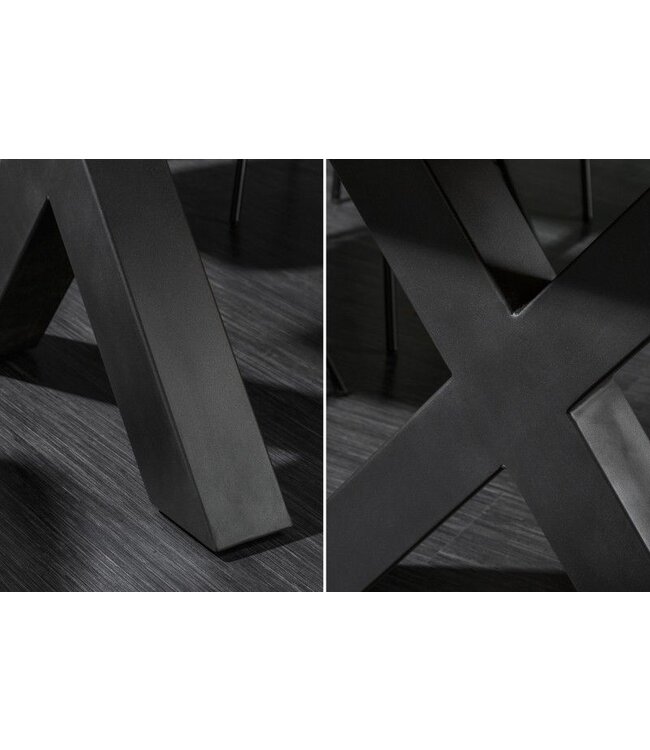 Invicta Interior Massief houten eettafel MAMMUT NATURE 200cm acacia X-frame zwarte boomrand 6cm tafelblad - 38349