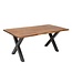 Invicta Interior Massief houten eettafel MAMMUT NATURE 160cm acacia X-frame zwarte boomrand 3,5cm tafelblad - 38351