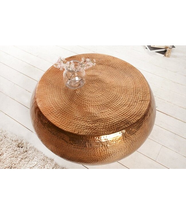 Invicta Interior Ronde salontafel ORIENT 80cm koper metaal aluminium gehamerd ontwerp handgemaakt - 38395