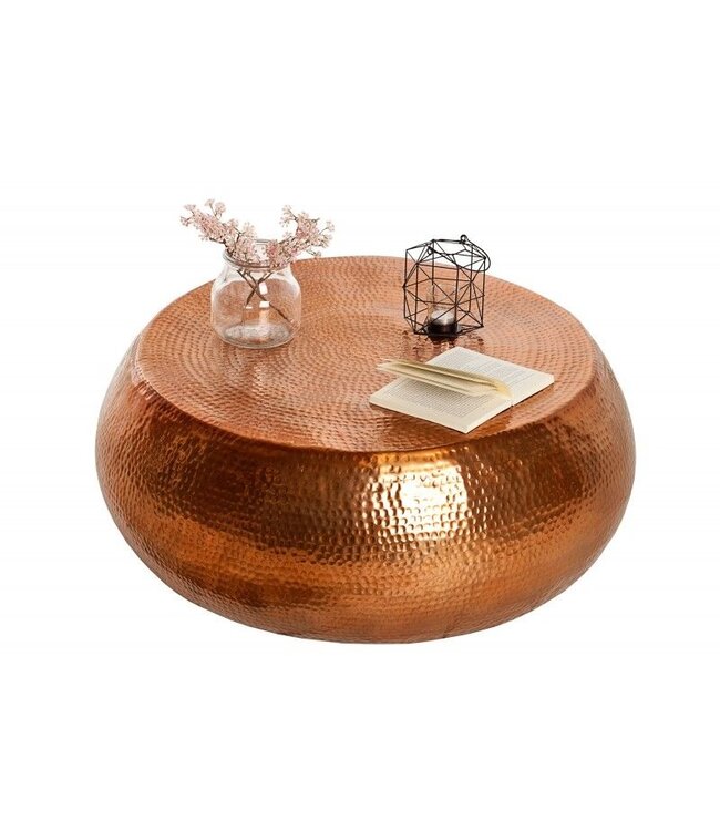Invicta Interior Ronde salontafel ORIENT 80cm koper metaal aluminium gehamerd ontwerp handgemaakt - 38395